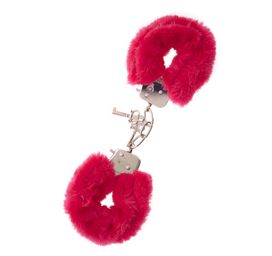 Kajdanki-METAL HANDCUFF WITH PLUSH RED